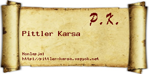 Pittler Karsa névjegykártya